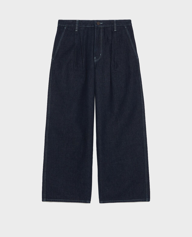 Jeans wide leg cropped en bruto Denim rinse