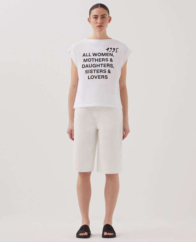 Camiseta corte caja de algodón J001 white base words