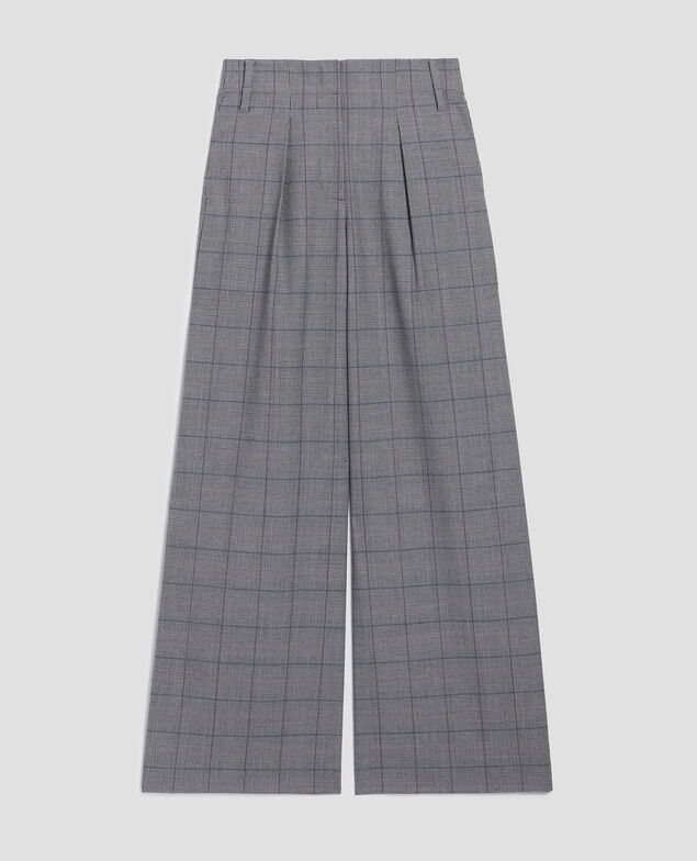 YVONNE - Pantalón amplio con pinzas I033 check grey