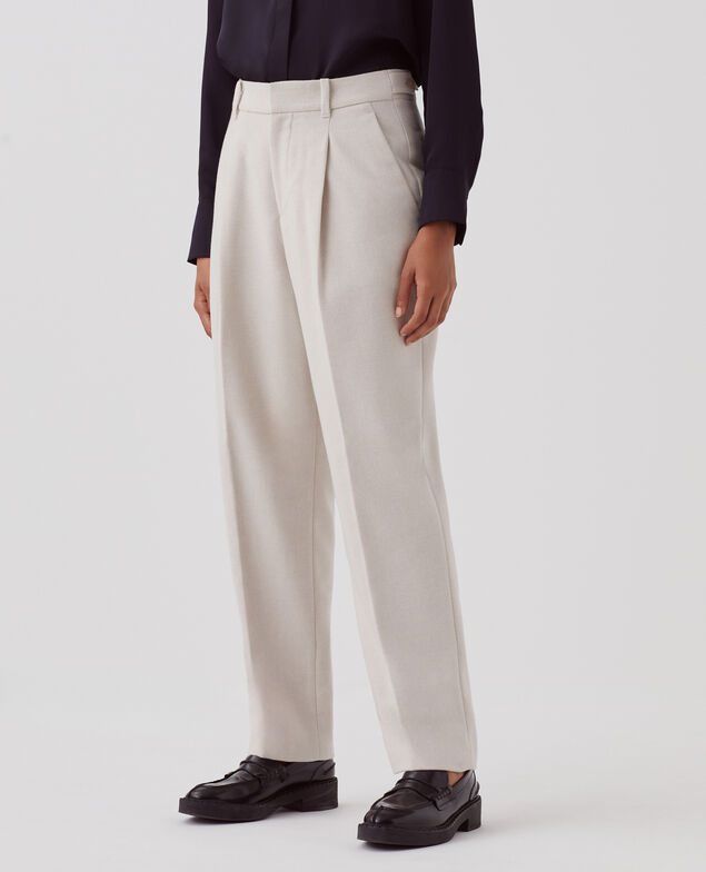 Pantalón recto de lana U300 natural