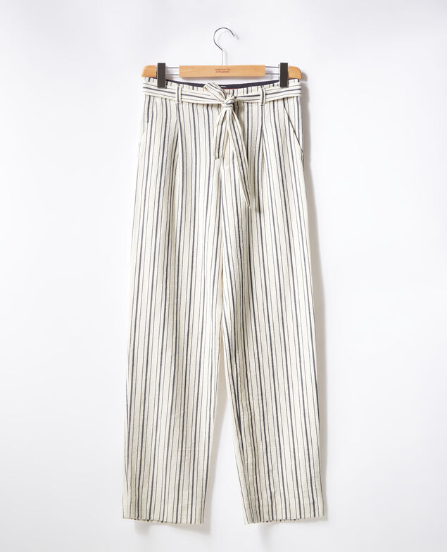 Pantalón ancho rayado Off white/navy stripes
