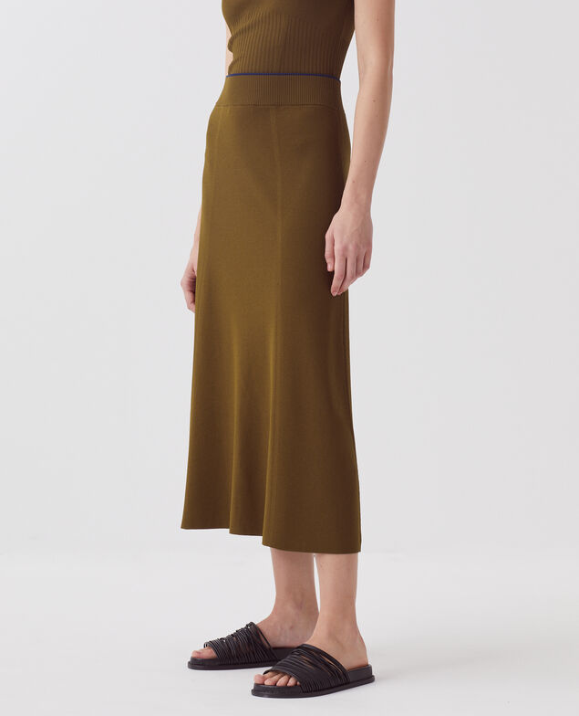 Falda midi de punto J350 breen kaki