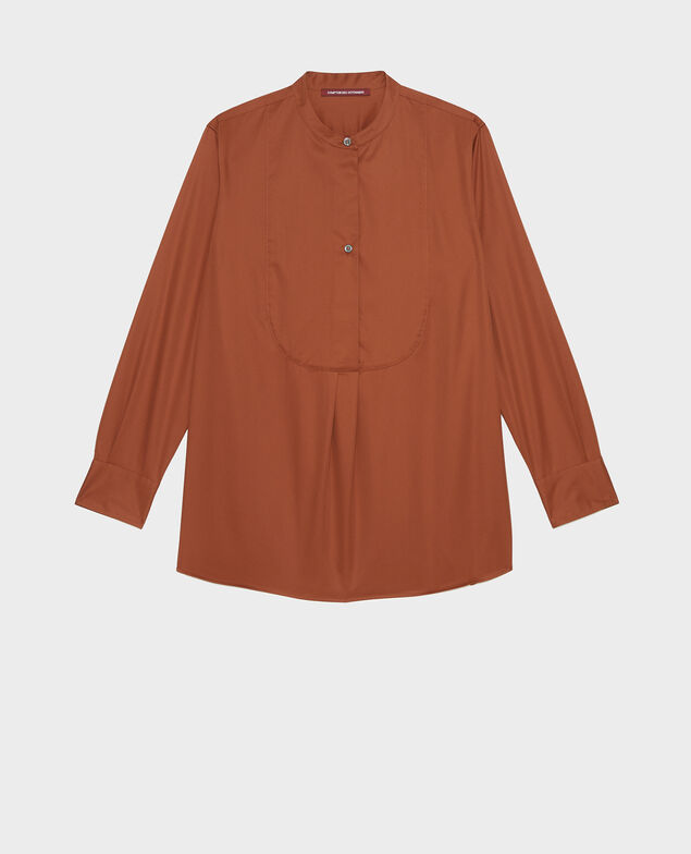 Camisa de algodón oversize con pechera Tortoise shell
