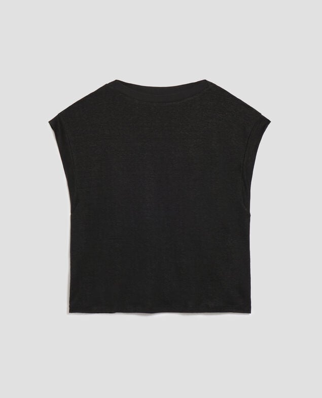 KARO - Camiseta corte caja de lino H091 black beauty
