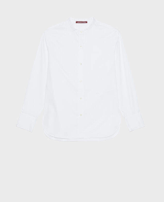 Camisa de algondón con cuello rendondo Brilliant white