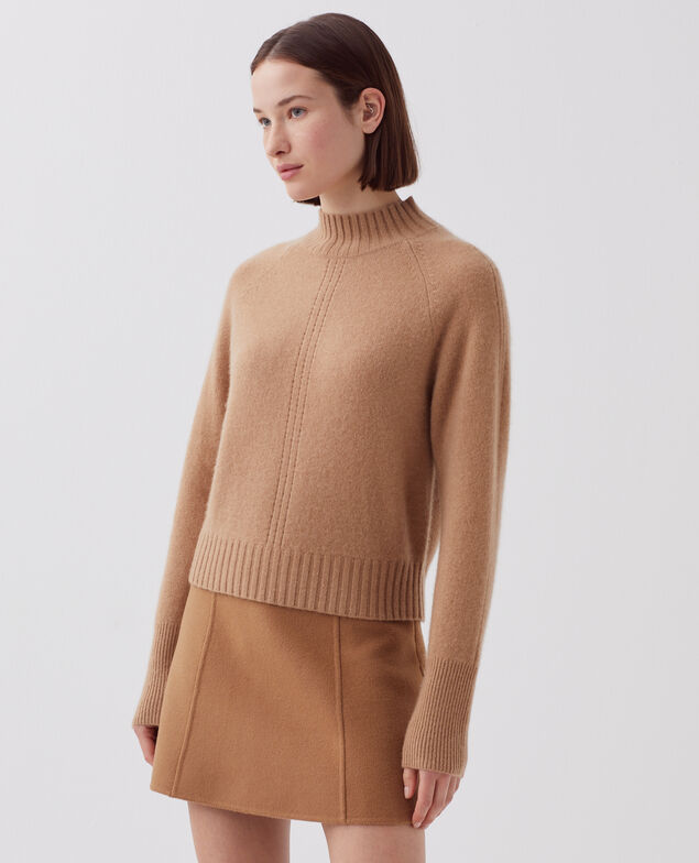 Jersey de cachemir con cuello alto I321 camel