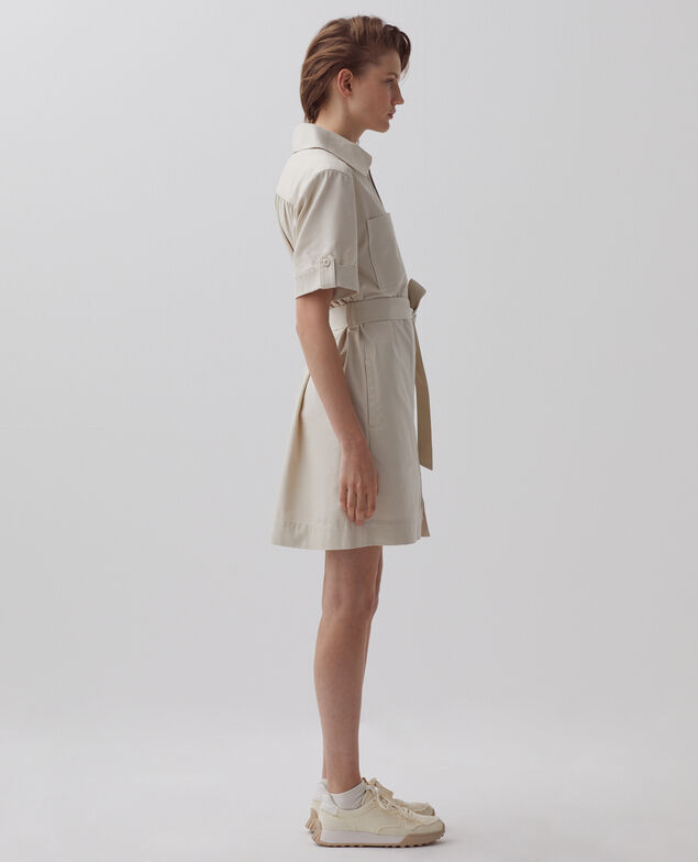 Vestido cargo con cremallera I013 beige