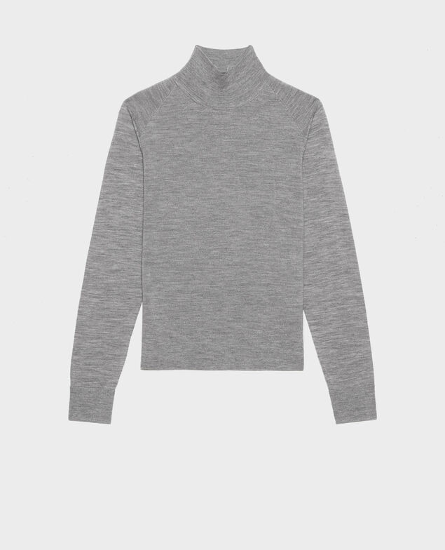 Jersey de lana merino con cuello subido Light grey melange