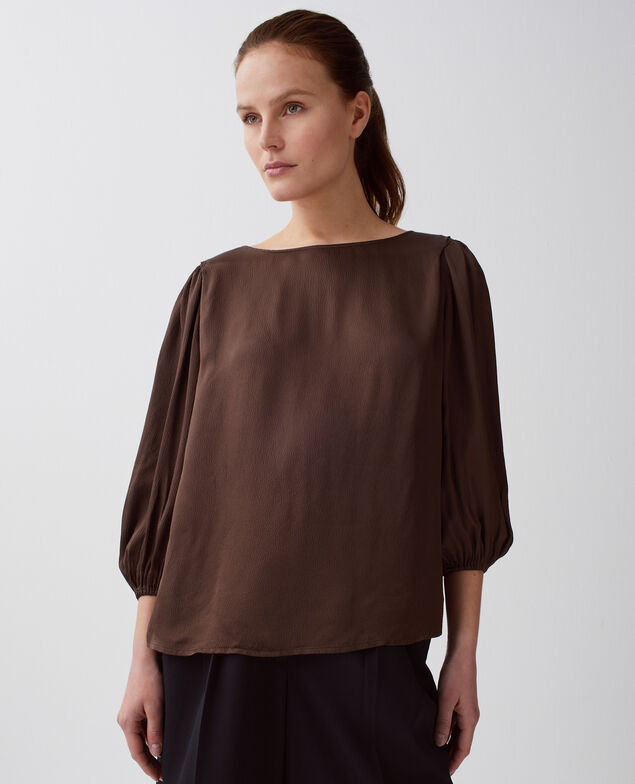 Blusa fluida de manga 3/4 I390 coffee bean