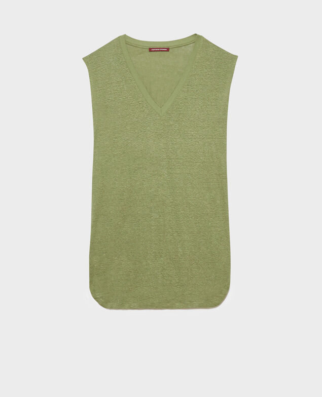 Vestido corto de lino 52 green