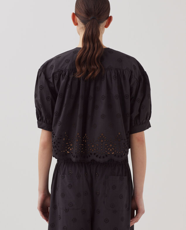 Blusa de algodón con bordado inglés H091 black beauty