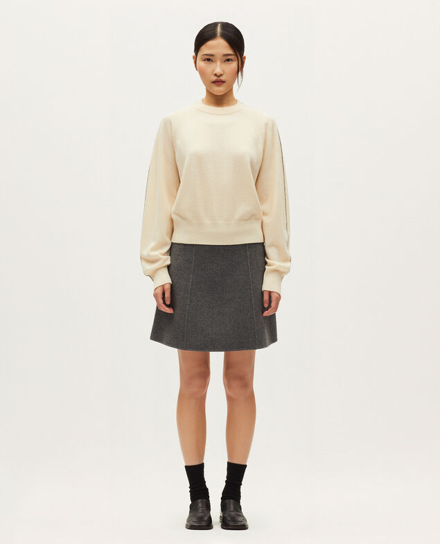 Jersey con cuello redondo de cachemir K011 ecru st gray