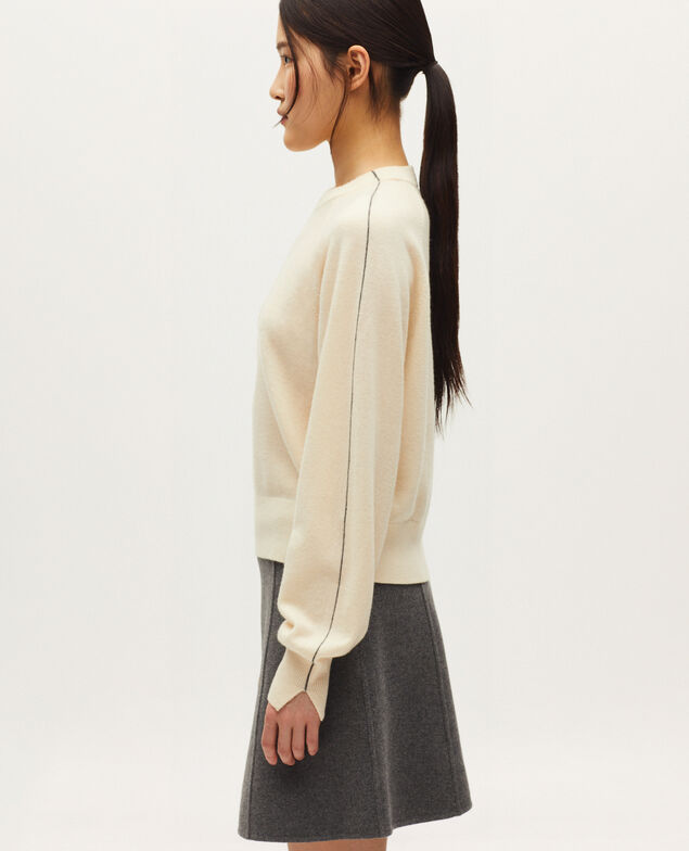Jersey con cuello redondo de cachemir K011 ecru st gray