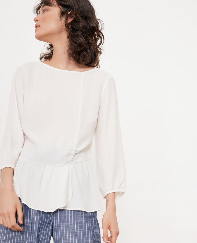 Blusa con volante Blanco
