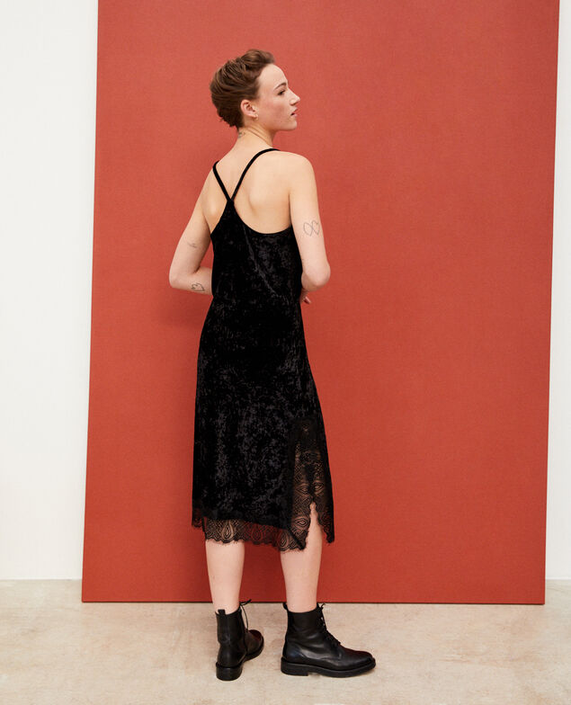 Vestido de terciopelo y encaje Negro