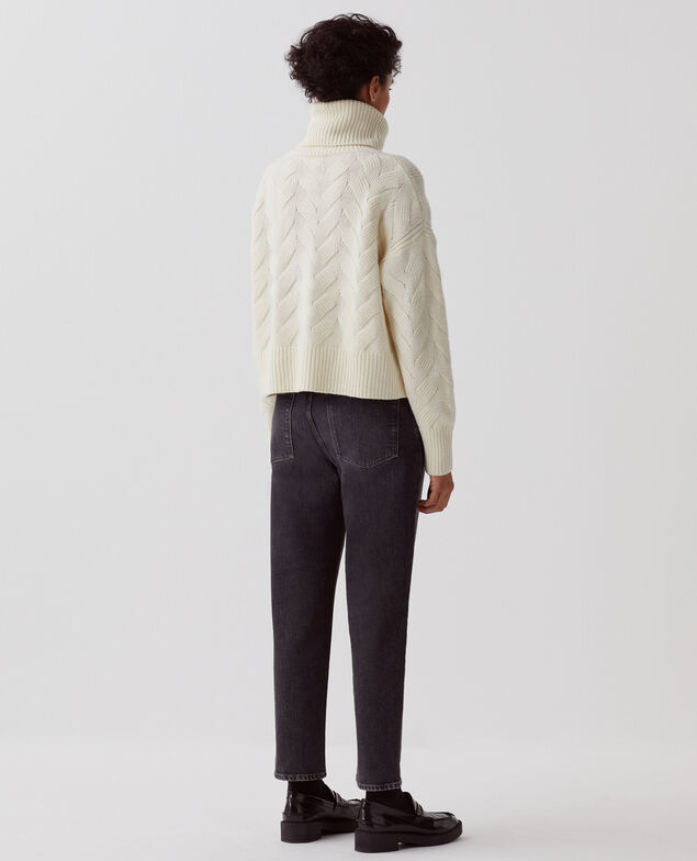 Jersey con cuello vuelto de lana I010 glass green beige