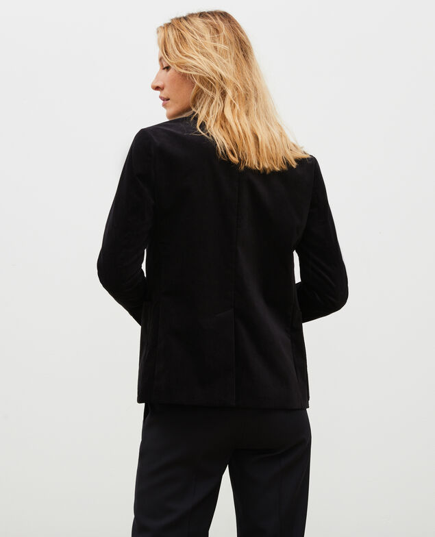 Blazer de  terciopelo con dos botones Black beauty
