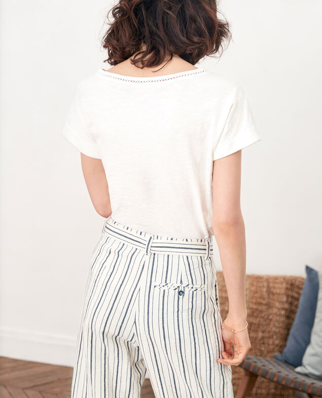 Camiseta con trencillas Blanc