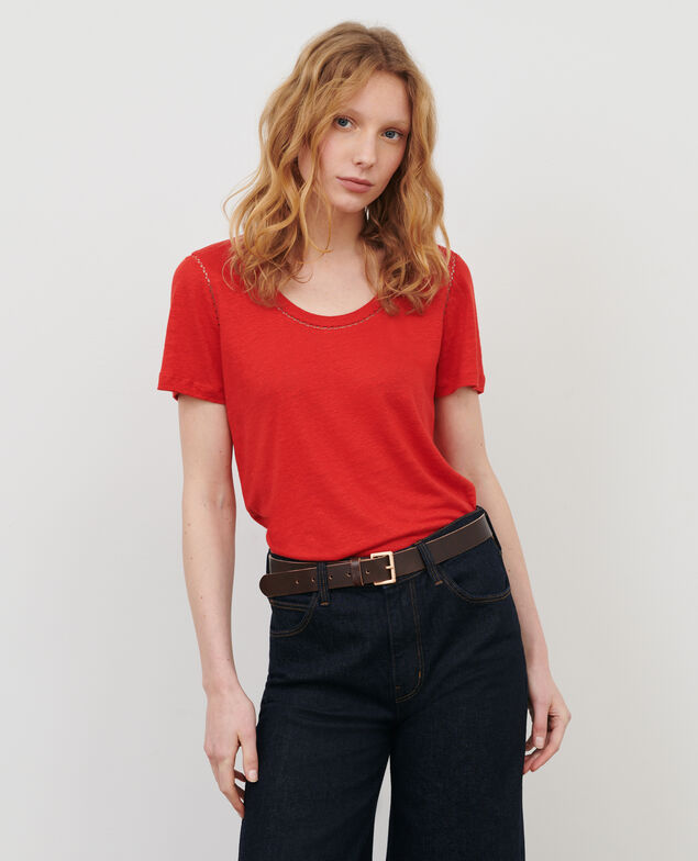 Camiseta de lino Fiery red