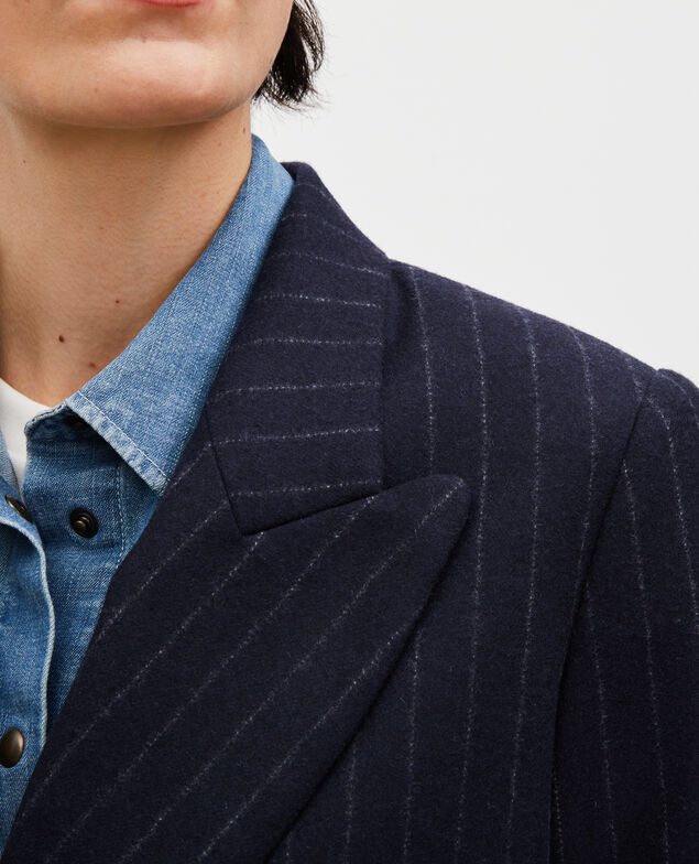 Blazer cruzado de lana Stripes night sky