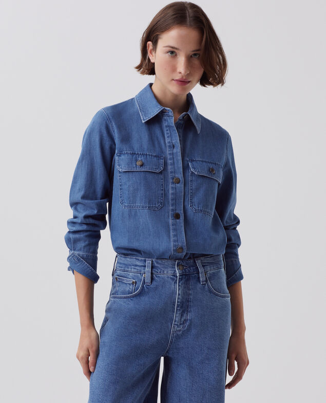 Camisa en denim de algodón J621 light blue