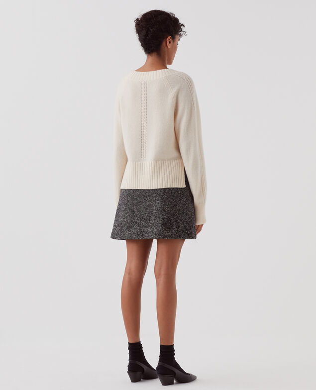 Jersey con cuello de pico de cachemir I300 pearled ivory