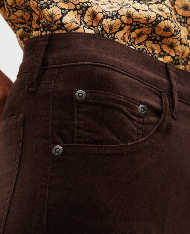 SLIM STRAIGHT - Jeans rectos de terciopelo liso 5 bolsillos Coffee bean