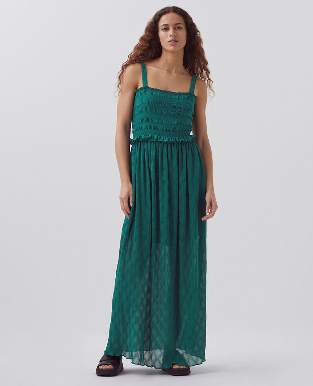 Vestido largo fluido con fruncidos H644 spruced-up blue