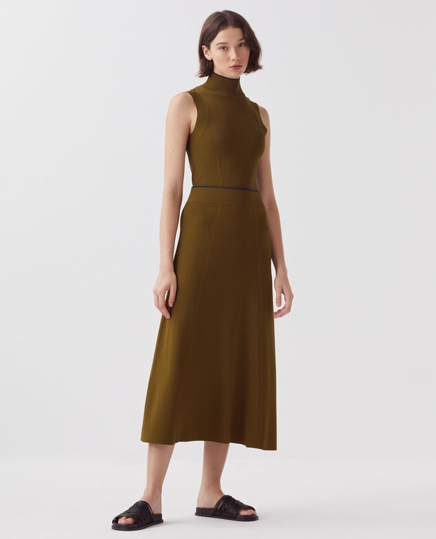 Falda midi de punto J350 breen kaki