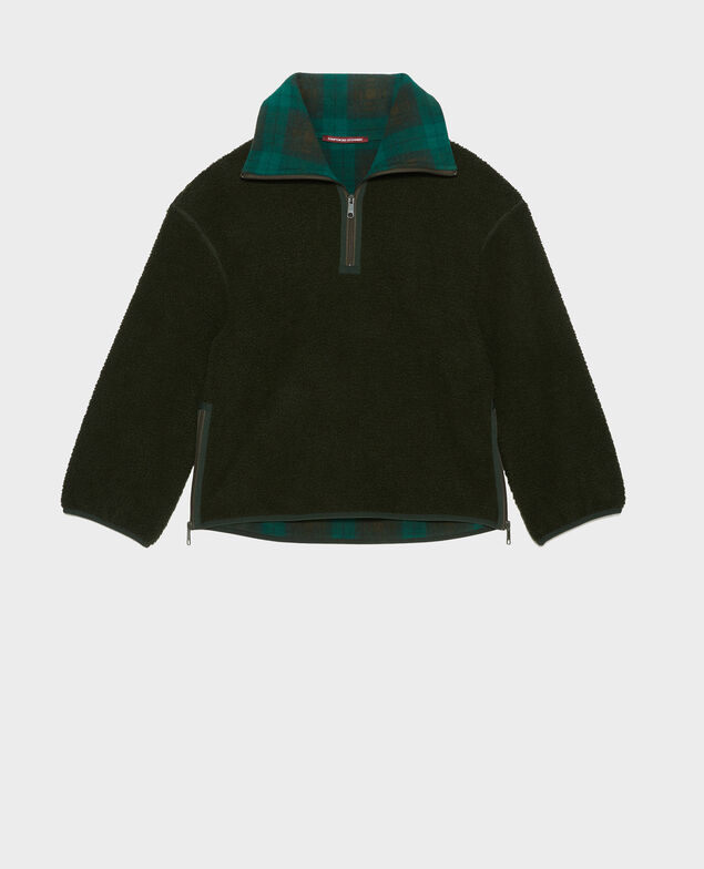 Jersey ancho de polar con cuello de tartán Scarab