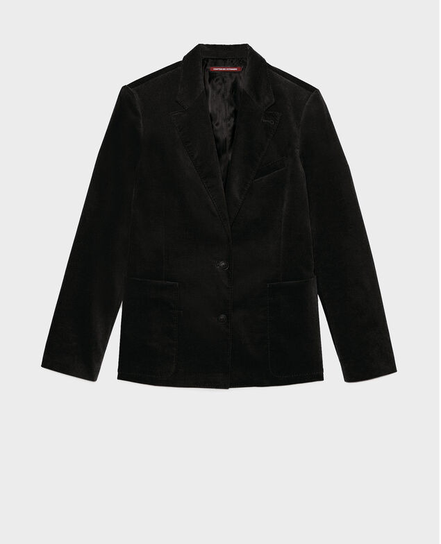 Blazer de  terciopelo con dos botones Black beauty