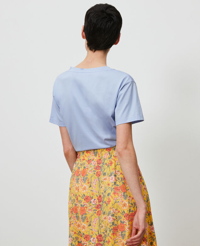 Camiseta bordada de algodón Blue heron