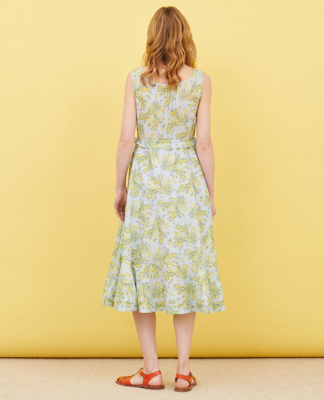 Vestido evasé de gasa de algodón 93 print blue