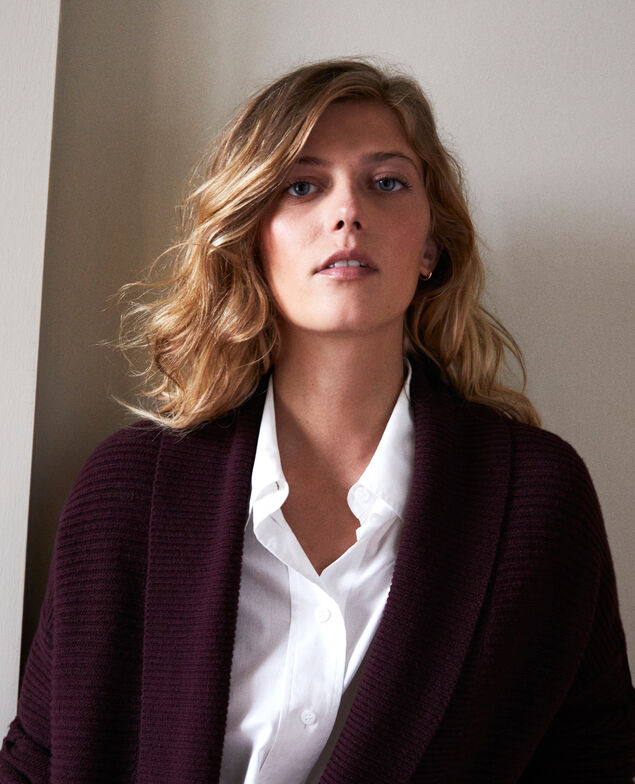 Chaqueta larga de punto canalé Fudge