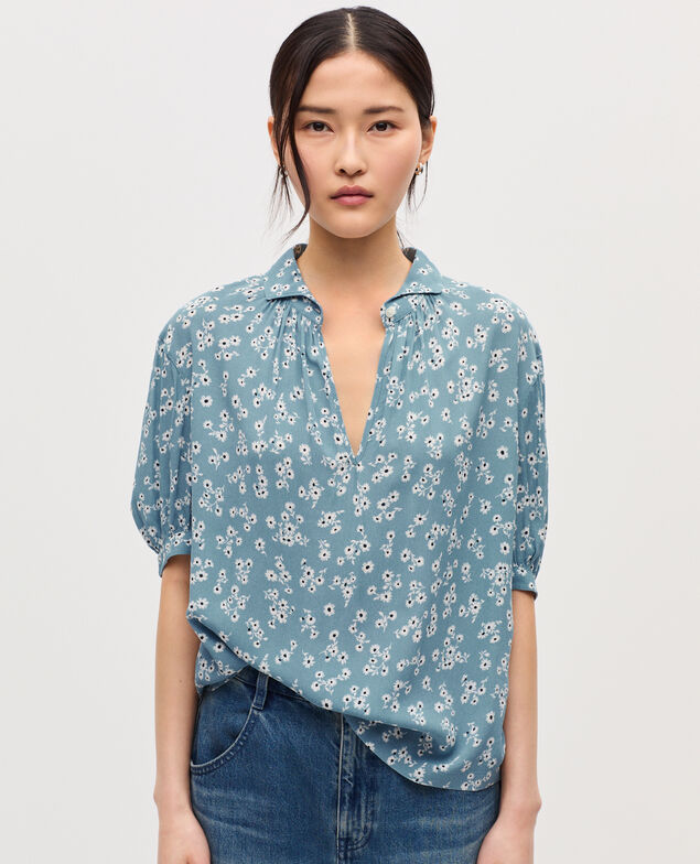 Blusa fluida de manga corta K610 daisy blue
