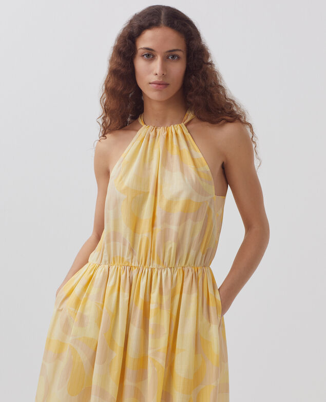 Vestido largo con escote americano H413 anemone yellow