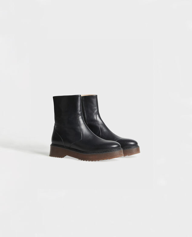 Botines de cuero con plataforma Black beauty