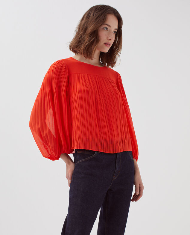 Blusa fluida plisada I250 cherry tomato