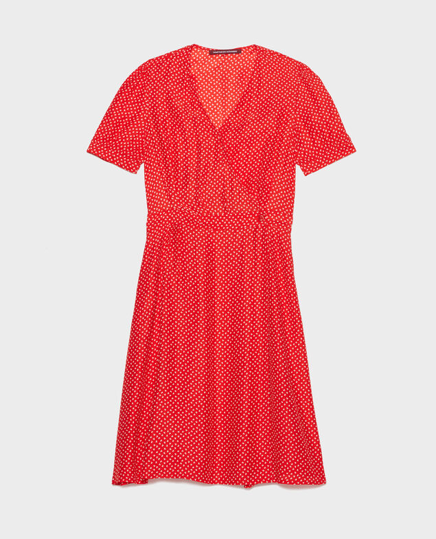 Vestido de seda cruzado Memphis fiery red