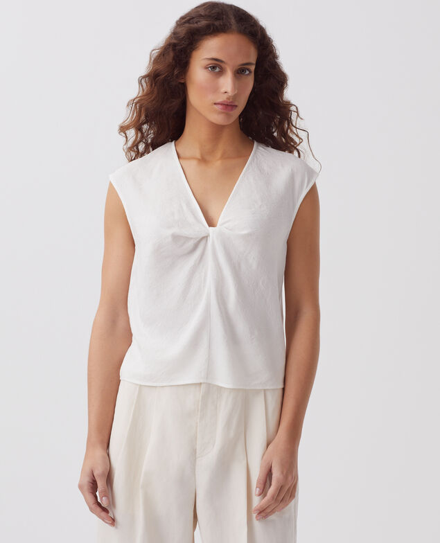 Top fluido trenzado sin mangas H003 white