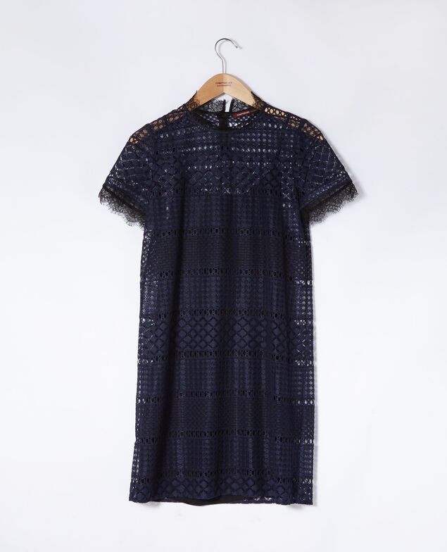 Vestido de encaje calado Azul