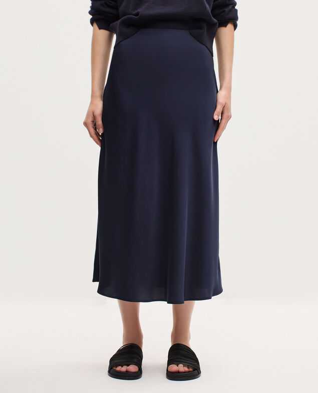 Falda midi fluida satinada H695 night sky