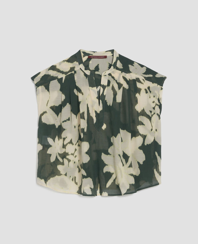 Blusa fluida sin mangas J591 blurry fl dark g