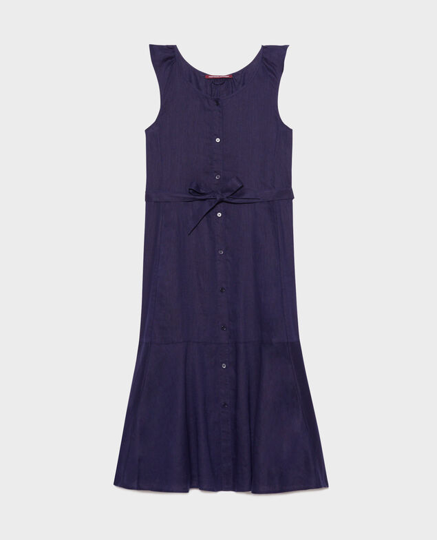 Vestido evasé de lino 68 blue