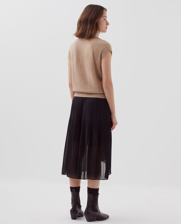 Falda midi plisada fluida H091 black beauty