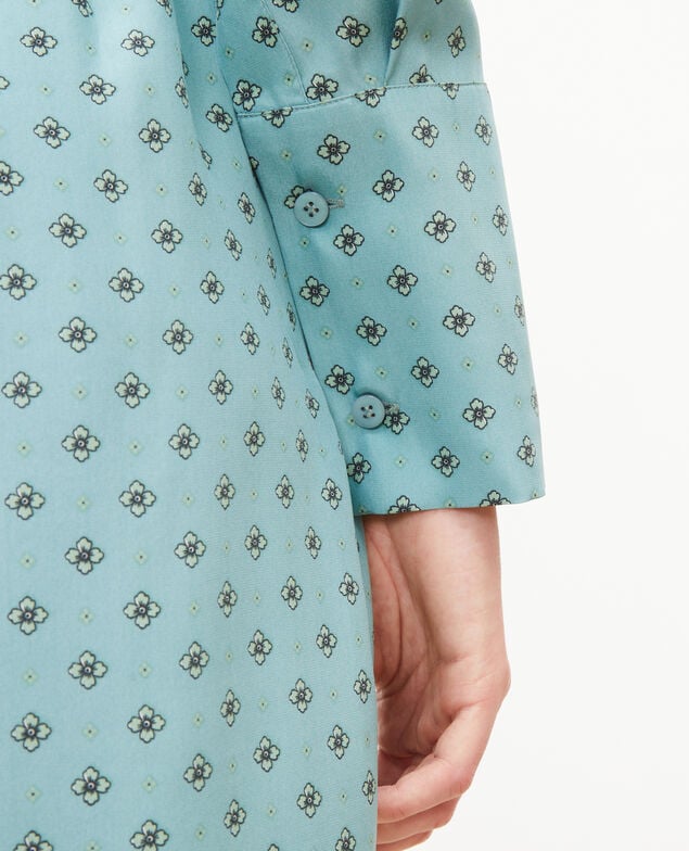 Vestido camisero de seda con cinturón Print mosaique treillis