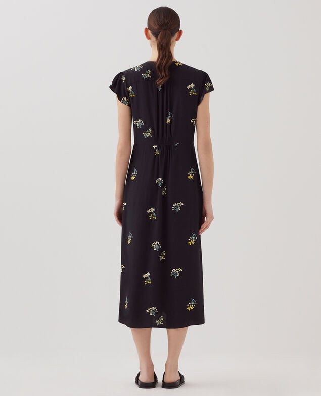 LUDIVINE - Vestido largo fluido J091 fl bouquet black