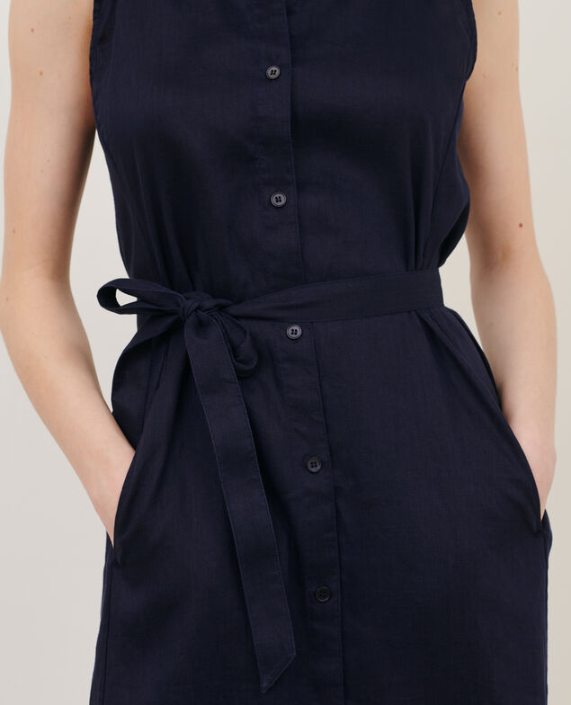 Vestido evasé de lino 68 blue