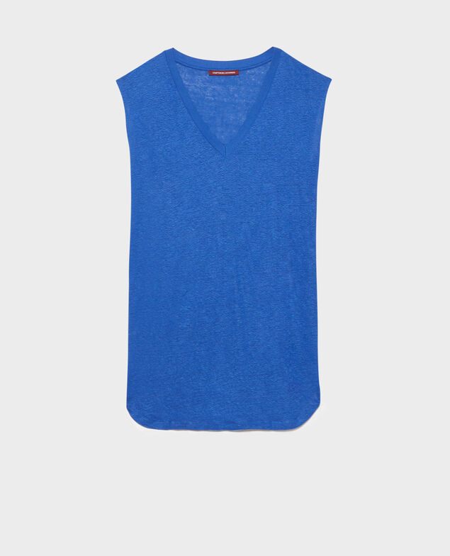 Vestido corto de lino 66 blue
