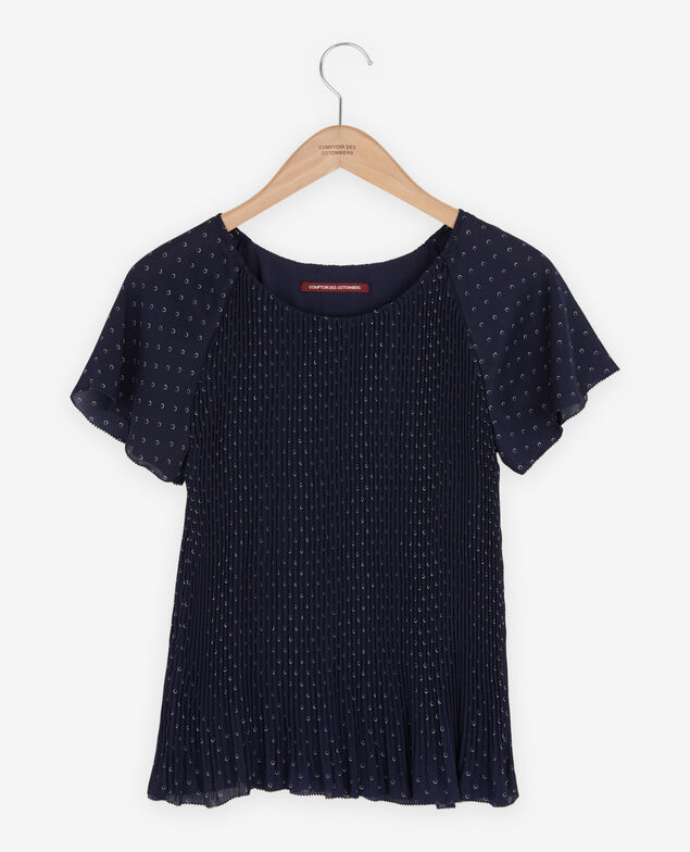 Blusa plisada Ring dots marine